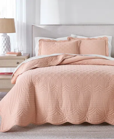 Charter Club Bailey Scallop Rose 3-piece Quilt Set, Full/queen, Macy's Exclusive In Pink