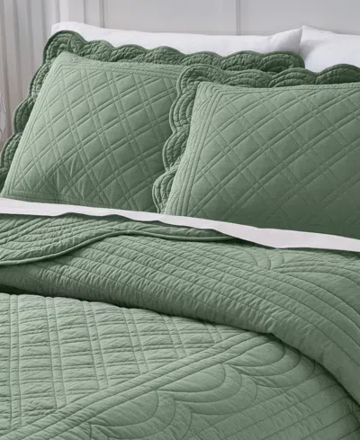 Charter Club Bailey Scallop Sham, Euro, Macy's Exclusive In Green
