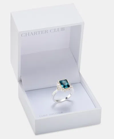 Charter Club Blue Crystal Ring, Macy's Exclusive In Silver