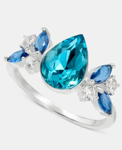 Charter Club Blue Crystal Ring, Macy's Exclusive In Silver