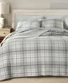 Charter Club Brushed Cotton Plaid 2-pc. Quilt Set, Twin, Macy's Exclusive In Gray