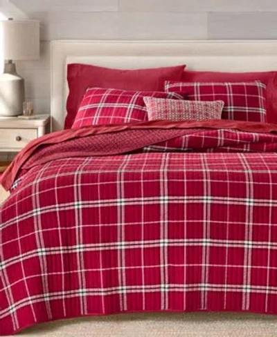 Charter Club Brushed Cotton Plaid Quilt Sets Macys Exclusive In Red