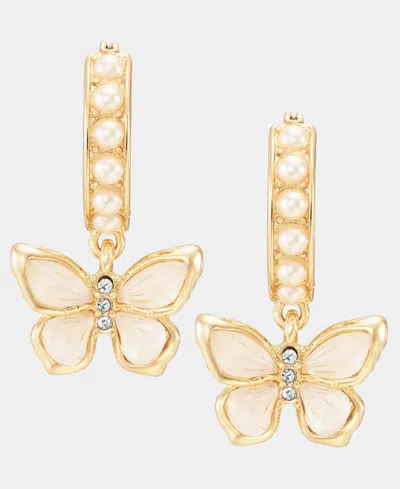 Charter Club Butterfly Hoop Drop Earrings, Macy's Exclusive In Gold