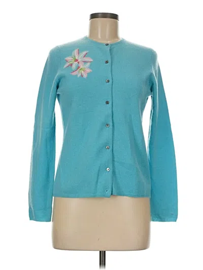 Pre-owned Charter Club Cashmere Cardigan Sweater In Blue