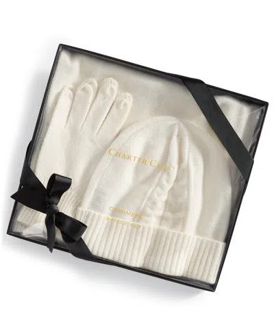 Charter Club Cashmere Hat, Gloves & Scarf Boxed Gift Set, Created For Macy's In Vanilla Ice