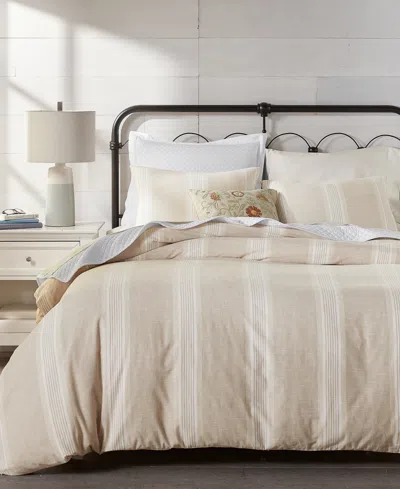 Charter Club Clifton Cotton/linen Stripe 3-pc. Comforter Set, Full/queen, Exclusively At Macy's In Flax