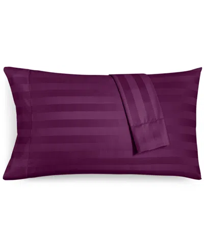 Charter Club Closeout!  Damask 1.5" Stripe 550 Thread Count 100% Cotton Pillowcase Pair, Standard, Cr In Burgundy