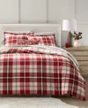 Charter Club Crimson Plaid Flannel 3-pc. Comforter Set, King, Macy's Exclusive