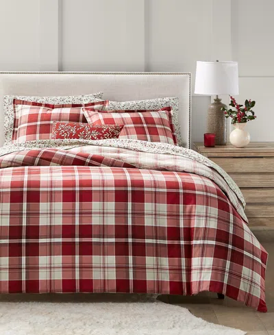 Charter Club Crimson Plaid Flannel Comforter, Full/queen, Exclusively At Macy's In Crimson Co