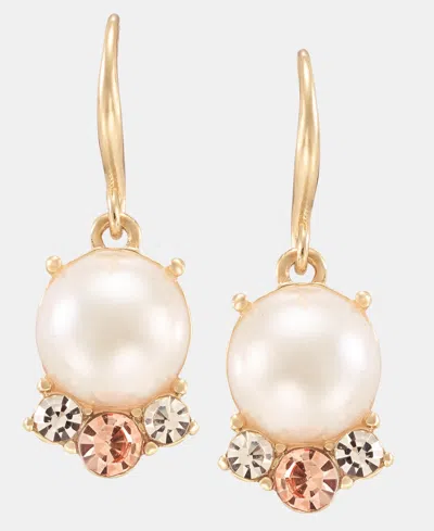 Charter Club Crystal & Imitation Pearl Drop Earrings, Macy's Exclusive In Gold