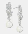 Charter Club Crystal & Imitation Pearl Linear Drop Earrings, Macy's Exclusive In Metallic