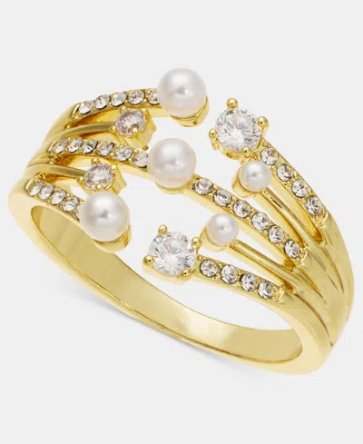 Charter Club Crystal & Imitation Pearl Wrap Ring, Macy's Exclusive In Gold