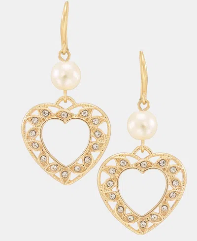 Charter Club Crystal Heart Drop Earrings, Macy's Exclusive In Gold
