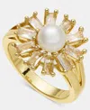 Charter Club Cubic Zirconia & Imitation Pearl Statement Ring, Macy's Exclusive In Gold