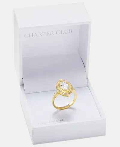 Charter Club Cubic Zirconia Textured Ring, Macy's Exclusive In Gold