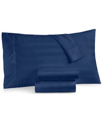 Charter Club Damask 1.5" Stripe 550 Thread Count 100% Cotton 3-pc. Sheet Set, Twin, Created For Macy's In Navy Peony