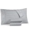 Charter Club 1.5" Stripe 550 Thread Count 100% Cotton 3-pc. Sheet Set, Twin, Exclusively At Macy's In Silver