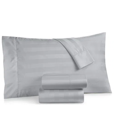 Charter Club 1.5" Stripe 550 Thread Count 100% Cotton 3-pc. Sheet Set, Twin, Exclusively At Macy's In Silver