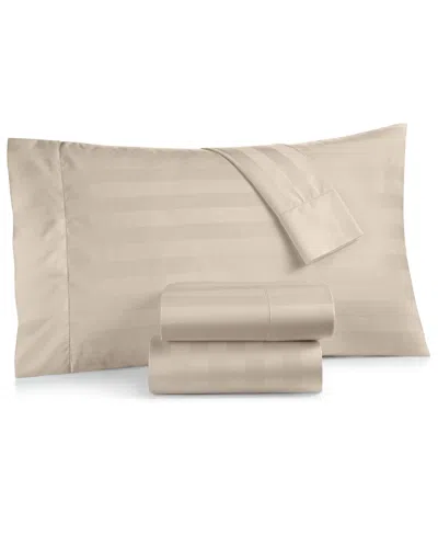 Charter Club Damask 1.5" Stripe 550 Thread Count 100% Cotton 4-pc. Sheet Set, California King, Created For Macy's In Pebble