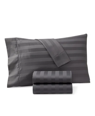 Charter Club 1.5" Stripe 550 Thread Count 100% Cotton 4-pc. Sheet Set, Full, Exclusively At Macy's In Charcoal