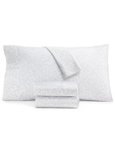 Charter Club 550 Thread Count Printed Cotton 4-pc. Sheet Set, California King, Exclusively At Macy's In Botanical Vines Silver