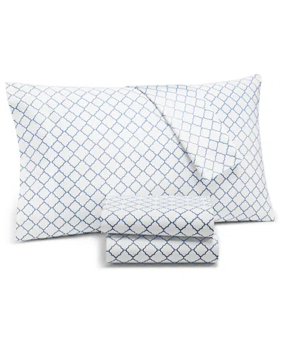 Charter Club Damask Designs 550 Thread Count Printed Cotton 4-pc. Sheet Set, King, Created For Macy's In Arabesque Geo Cornflower