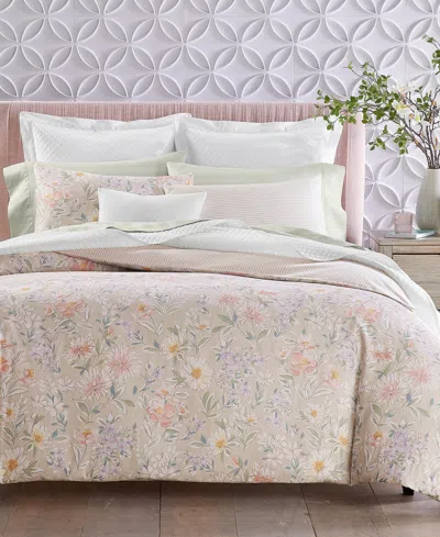 Charter Club Border Garden Duvet Cover Set, King, Exclusively At Macy's In Beige,khaki