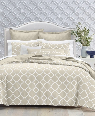 Charter Club Damask Designs Geometric Dove 3-pc. Duvet Cover Set, Full/queen, Created For Macy's In Oat