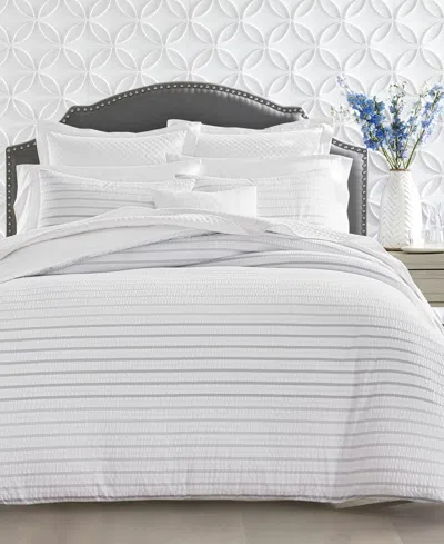 Charter Club Damask Designs Seersucker Ombre Stripe, King Comforter Set, Created For Macy's In Grey