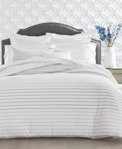 Charter Club Closeout!  Seersucker Ombre Stripe, King Comforter Set, Exclusively At Macy's In Grey