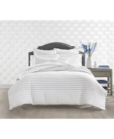 Charter Club Closeout!  Seersucker Ombre Stripe, King Duvet Cover Set, Exclusively At Macy's In Grey