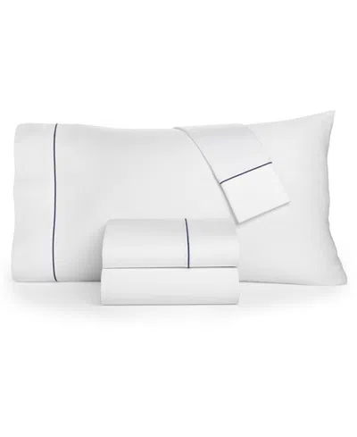 Charter Club Damask Solid 550 Thread Count 100% Cotton 4-pc. Sheet Set, King, Created For Macy's In Navy Hem