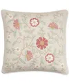 Charter Club Embroidered Flowers Decorative Pillow, 18" X 18", Exclusively At Macy's In Rosewood