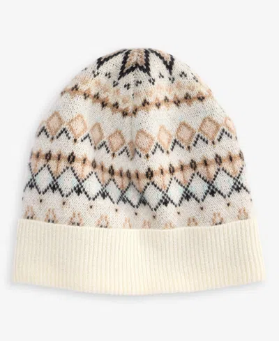 Charter Club Fair Isle Cashmere Cuffed Beanie, Macy's Exclusive In Neutral