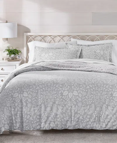 Charter Club Festive Damask Flannel 3-pc. Comforter Set, Full/queen, Macy's Exclusive In Gray