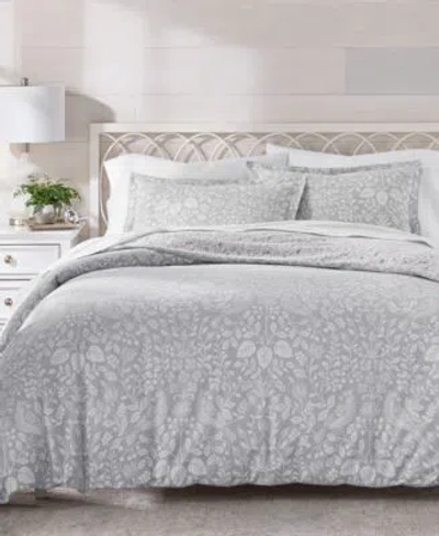 Charter Club Festive Damask Flannel Duvet Cover Sets Macys Exclusive In Gray