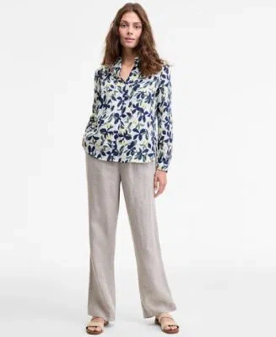 Charter Club Floral Print 100 Linen Shirt 100 Linen Drawstring Pants Macys Exclusive
