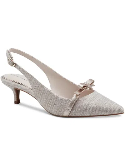Charter Club Gilaa Womens Bow Canvas Slingback Heels In Neutral