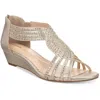 Charter Club Ginifur Sandals Women Champagne Rhinestone Wedge Heel Zpo3906 In Gold