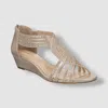 Charter Club Ginifur Sandals Women Champagne Rhinestone Wedge Heel Zpo3906 In Gold