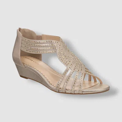 CHARTER CLUB GINIFUR SANDALS WOMEN'S BEIGE STRAPPY WEDGE HEEL ZPO3916