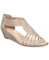 Charter Club Ginifur Sandals Women Champagne Rhinestone Wedge Heel Zpo3906 In Multi