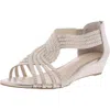 Charter Club Ginifur Sandals Women Champagne Rhinestone Wedge Heel Zpo3906 In Silver