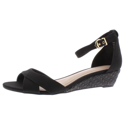 Charter Club Gippi Womens Manmade Wedge Sandals In Black
