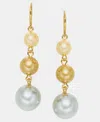Charter Club Glass Pearl Drop Earrings, Macy's Exclusive In Gold