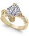 Charter Club Gold Plate Crystal Bypass Ring, Created For Macy's In Gold