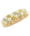 Charter Club Gold-tone Crystal & Imitation Pearl Stretch Bracelet, Exclusively At Macy's