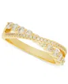 Charter Club Gold-tone Crystal Crossover Ring, Exclusively At Macy's In Silver