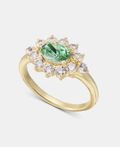 Charter Club Gold-tone Green Crystal Oval Halo Ring, Macy's Exclusive