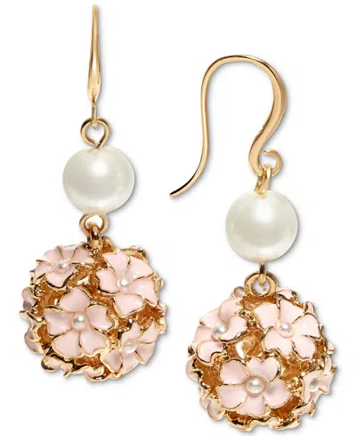 Charter Club Gold-tone Imitation Pearl & Color Flower Cluster Drop Earrings, Created For Macy's